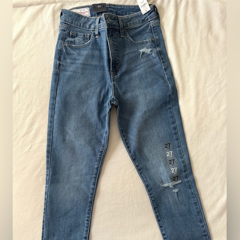 GAP Blue Skinny Jeans with Distressed Details
